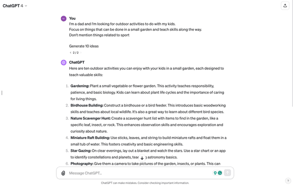 A ChatGPT prompt to generate ideas