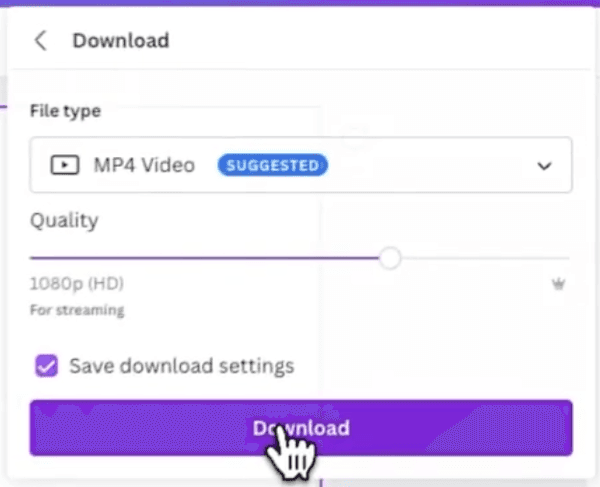 Exporting the video from canva.com